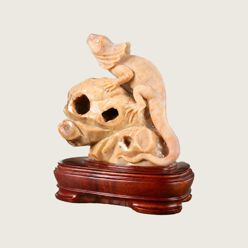 6.8" Chalcedony Jasper Crystal Lizard Carving  #CTC0042