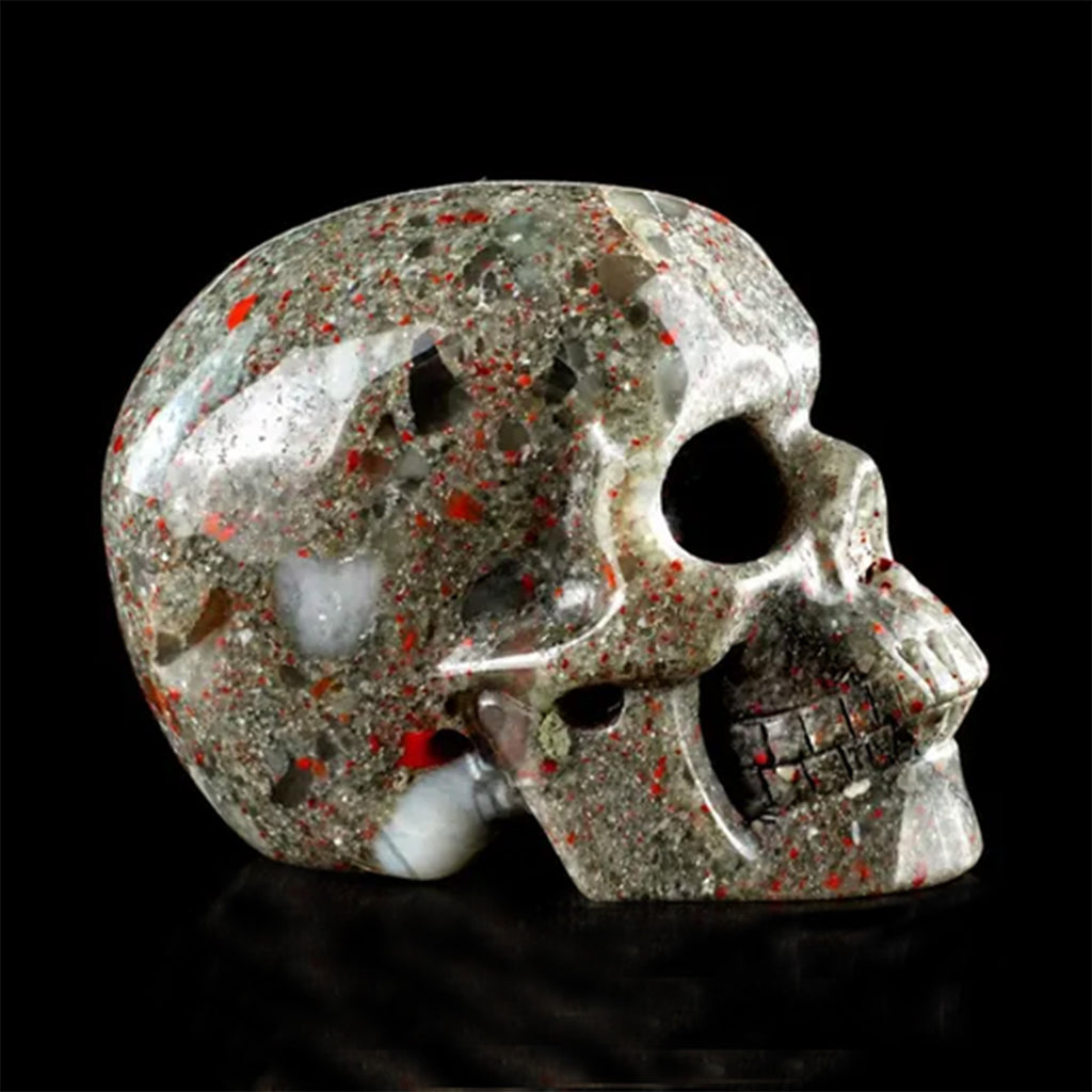 3.0" African Bloodstone Crystal Skull Carving  #SKH30118