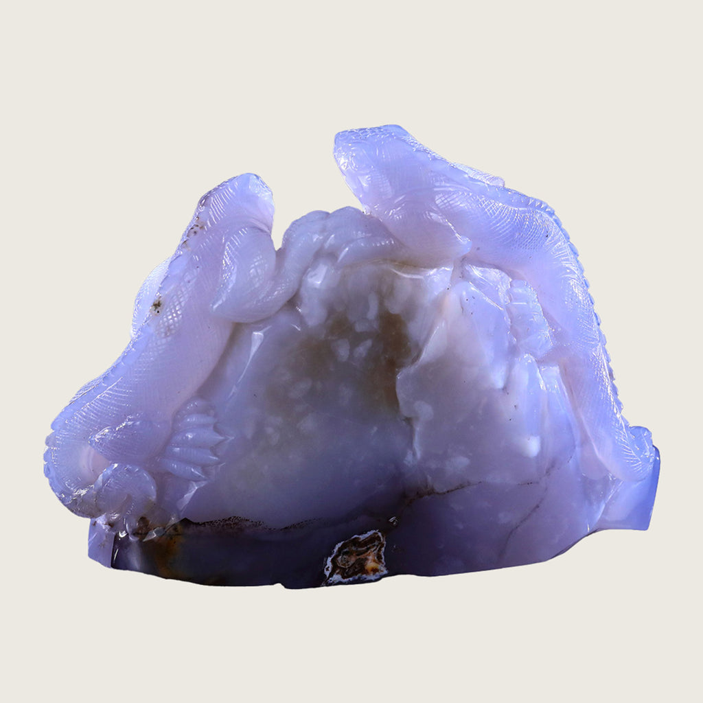 7.0" Blue Chalcedony Lizards Carving  #GDC0002