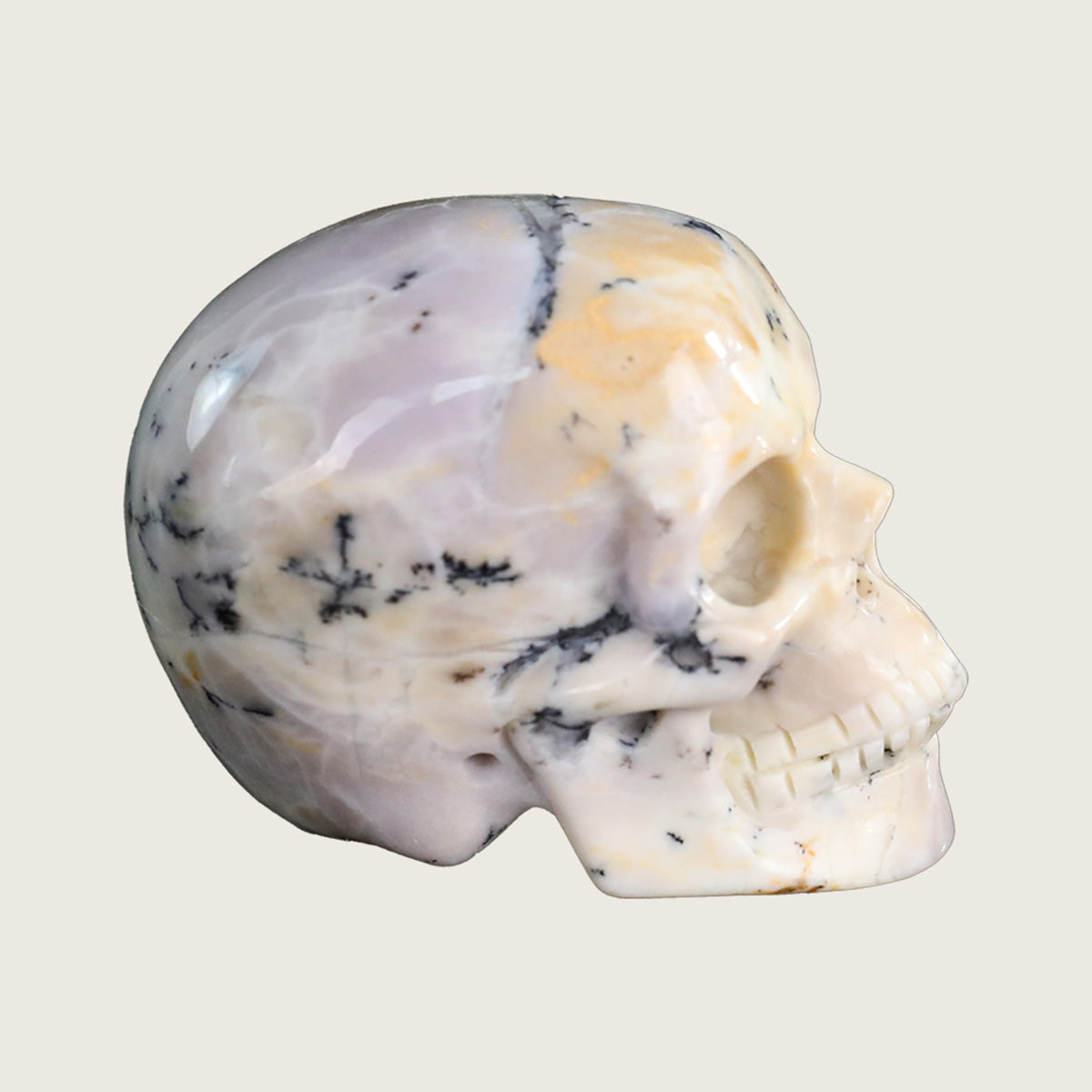 2.2" White Opal Crystal Skull Carving  #SKH22066