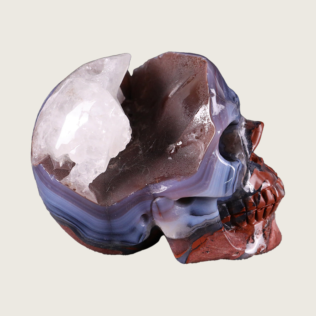 3.0" Volcanic Agate Human Skull Carving  #SKH30023