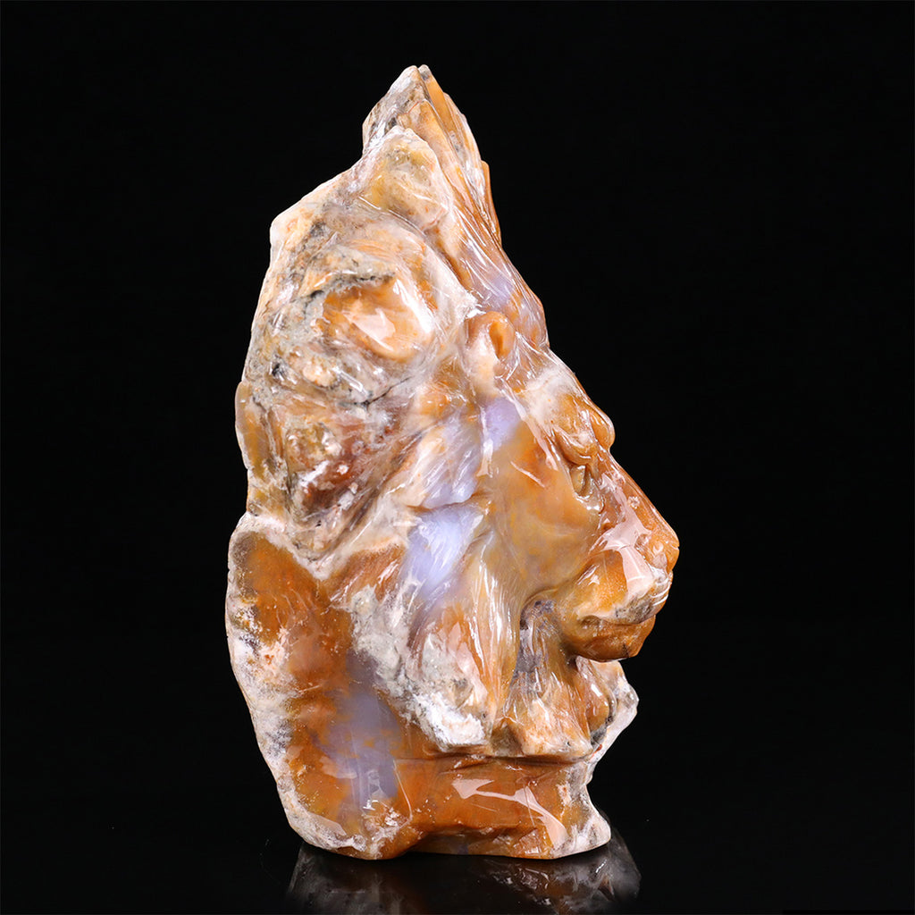 8.3" Yellow Chalcedony Lion Head  #CTC0082