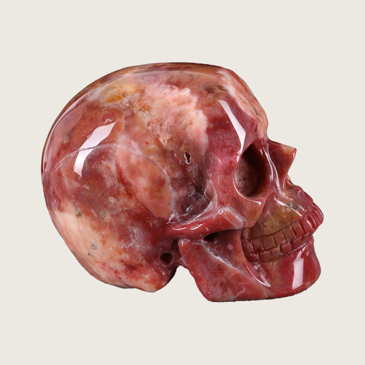 3.0" Chalcedony Jasper Human Skull Carving  #SKH30021
