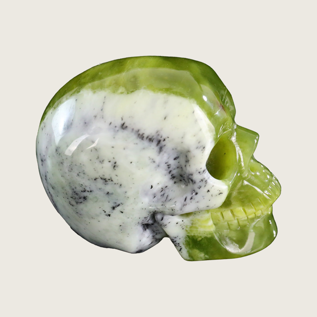 3.0" Xiuyan Jade Crystal Skull Carving  #SKH30049