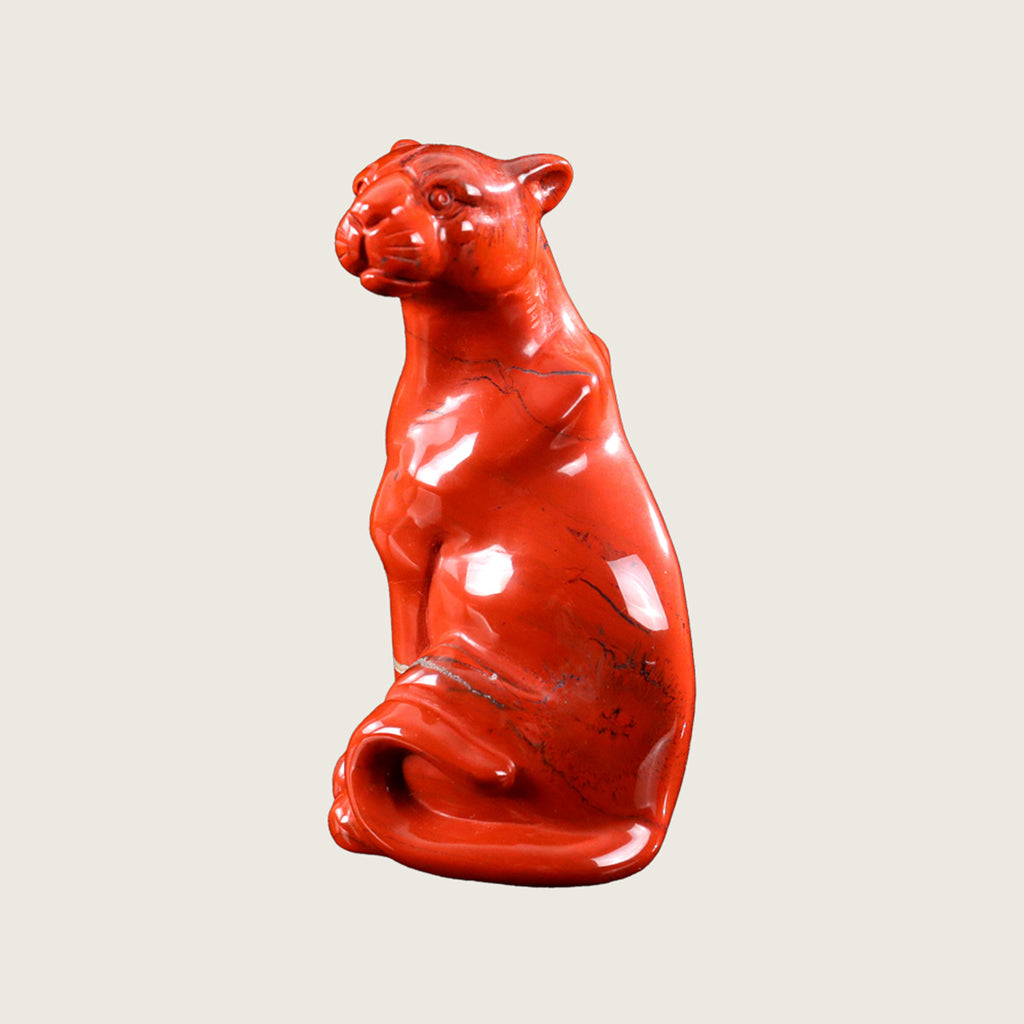 2.5" Red Jasper Leopard Carving  #CHA0021