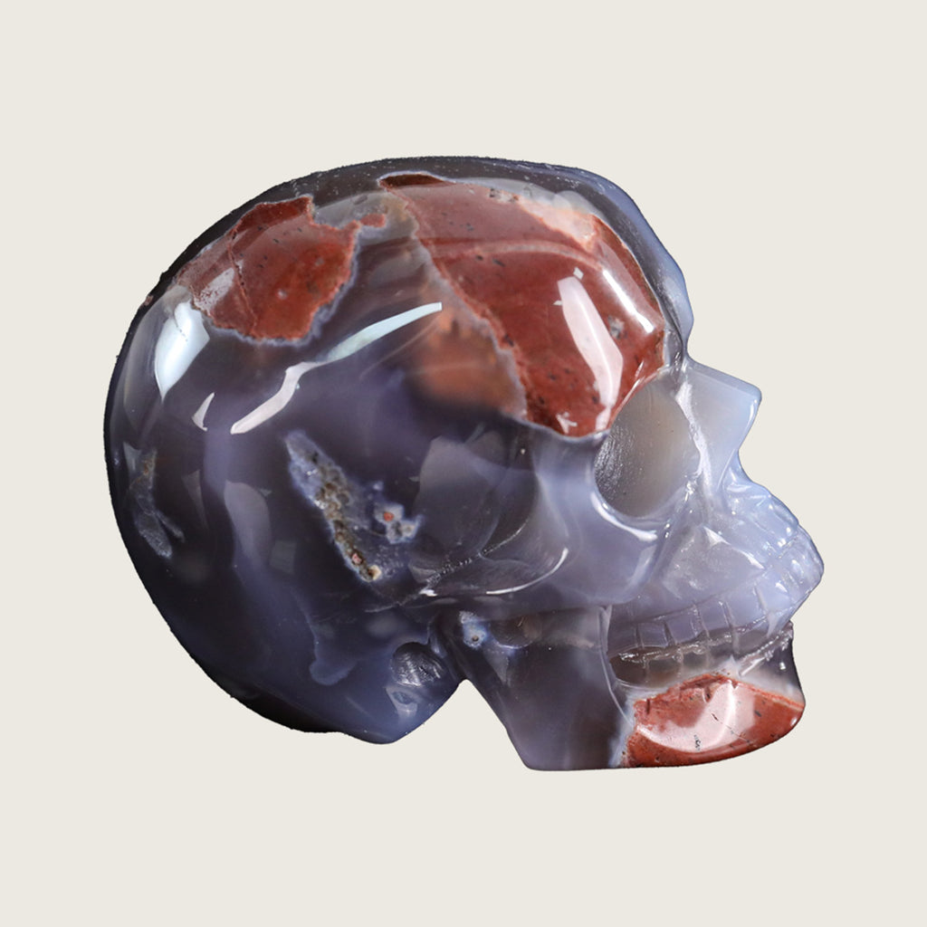 3.0" Hot Lava Agate Crystal Skull Carving  #SKH30046