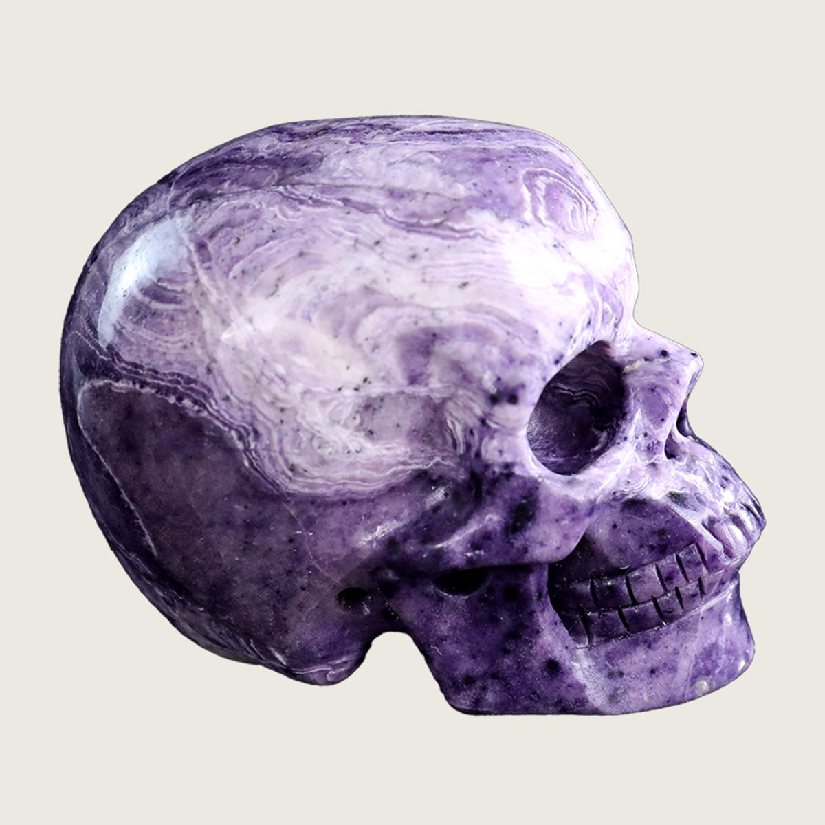 3.0" Purple Malachite Human Skull Carving  #SKH30006
