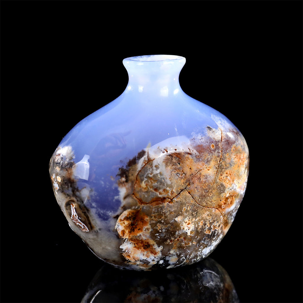 3.0" Blue Chalcedony Crystal Vase Carving  #CHA0038
