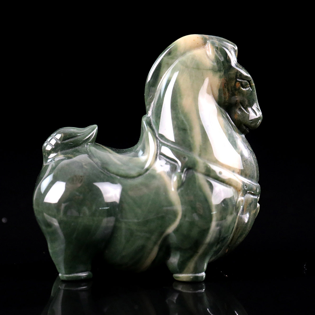 2.7" Jiulong Jade Tang Horse Carving  #CHA0026