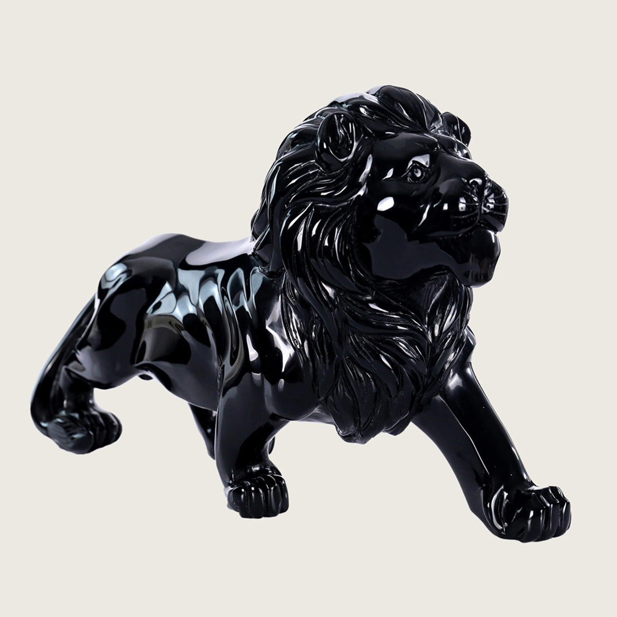 14.5" Black Obsidian Lion Carving  #CTC0010