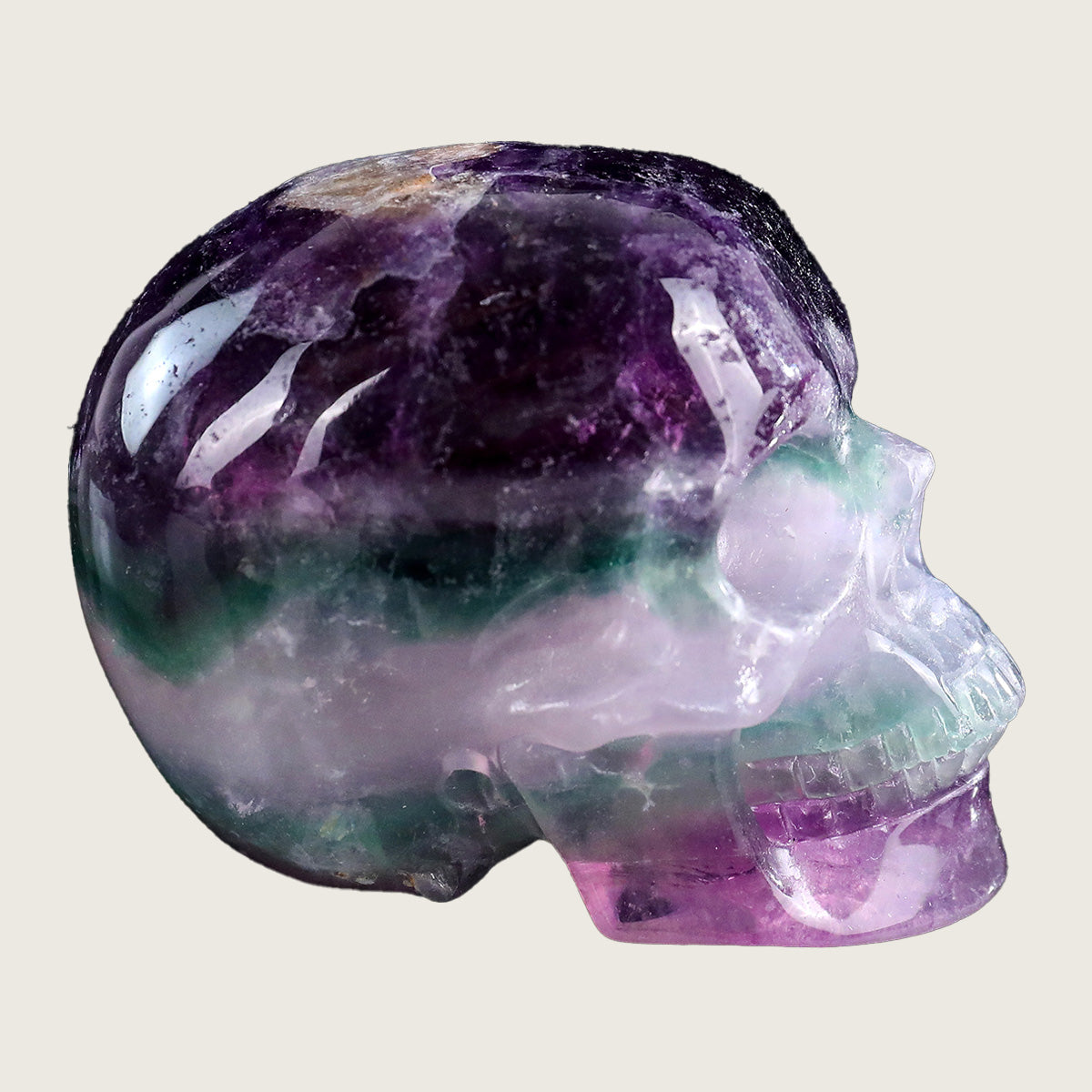 3.0" Colorful Fluorite Crystal Skull Carving  #SKHGF3001
