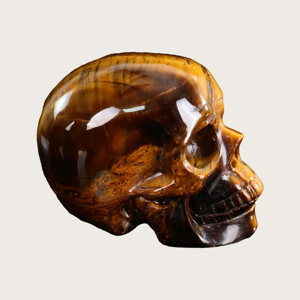 2.2" Tiger Eye Crystal Skull Carving  #SKH22039