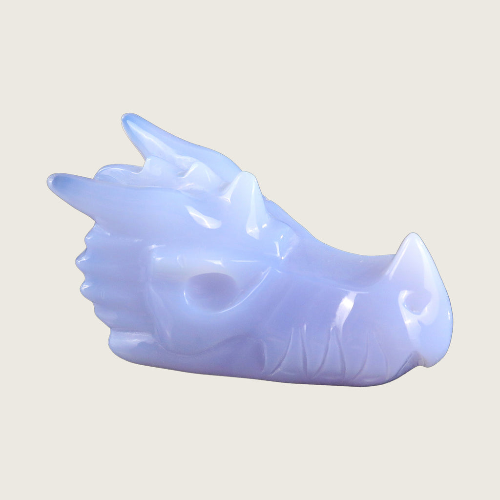 3.3" Blue Chalcedony Dragon Skull Carving  #CSC0003