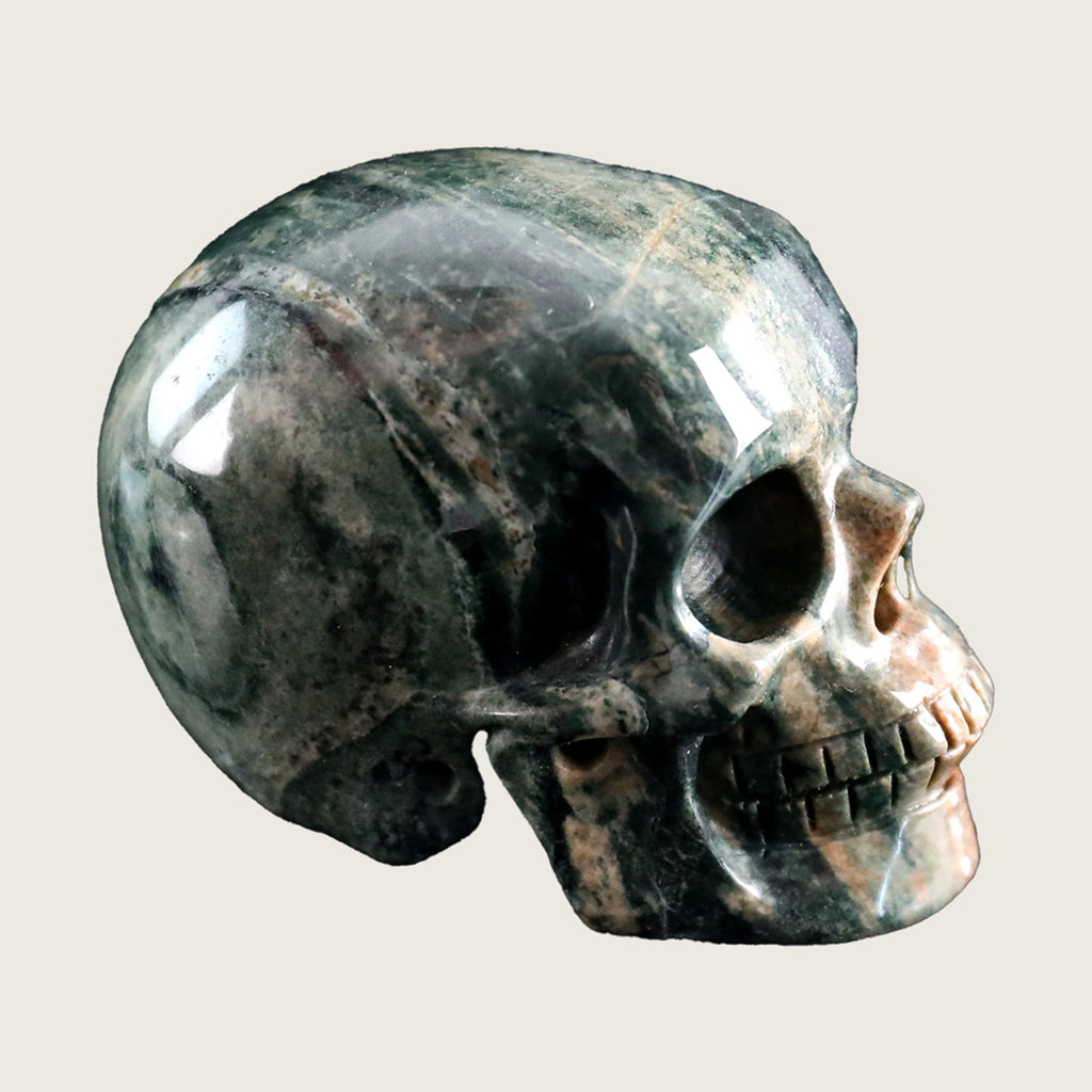 2.2" Nine Dragon Jade Human Skull Carving  #SKH22004