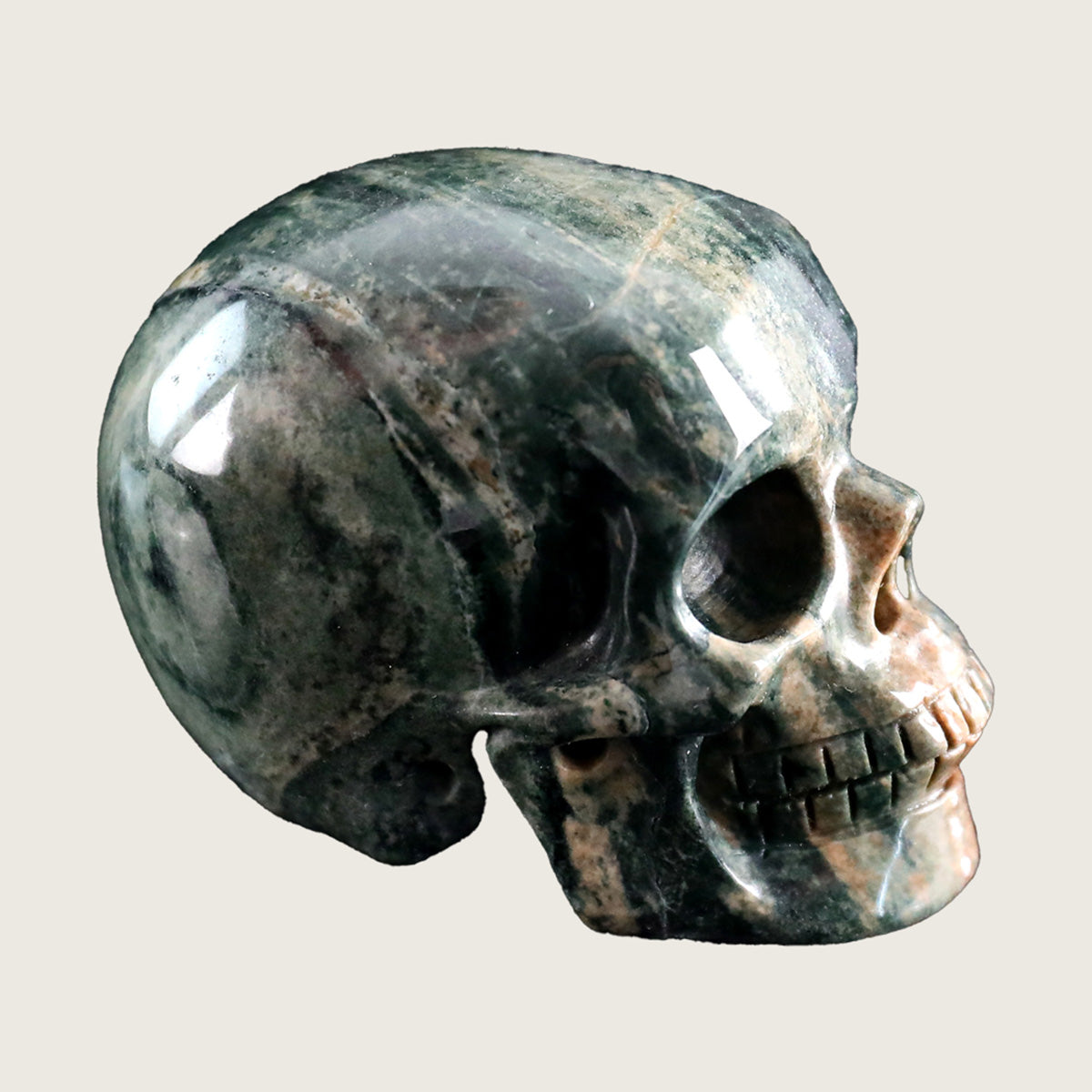 2.2" Nine Dragon Jade Human Skull Carving  #SKH22004