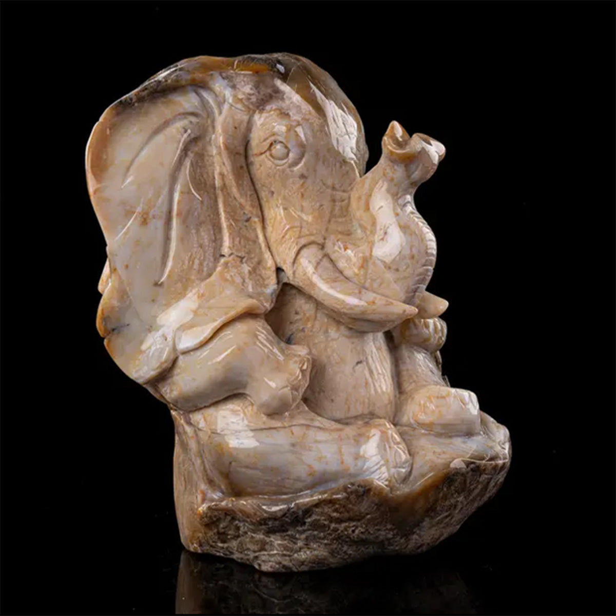 10.5" Yellow Chalcedony Seated Elephant  #CTC0089