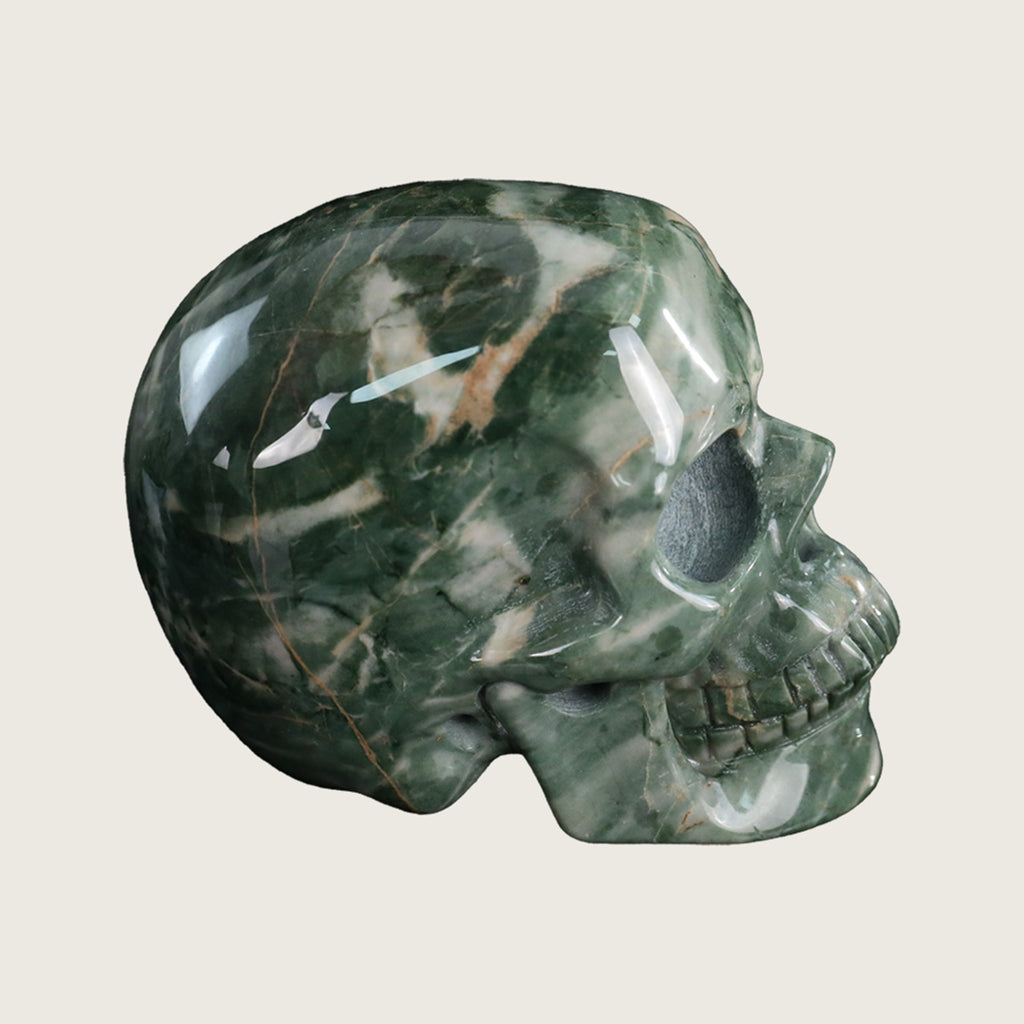 3.0" Nine Dragon Jade Crystal Skull Carving  #SKH30062