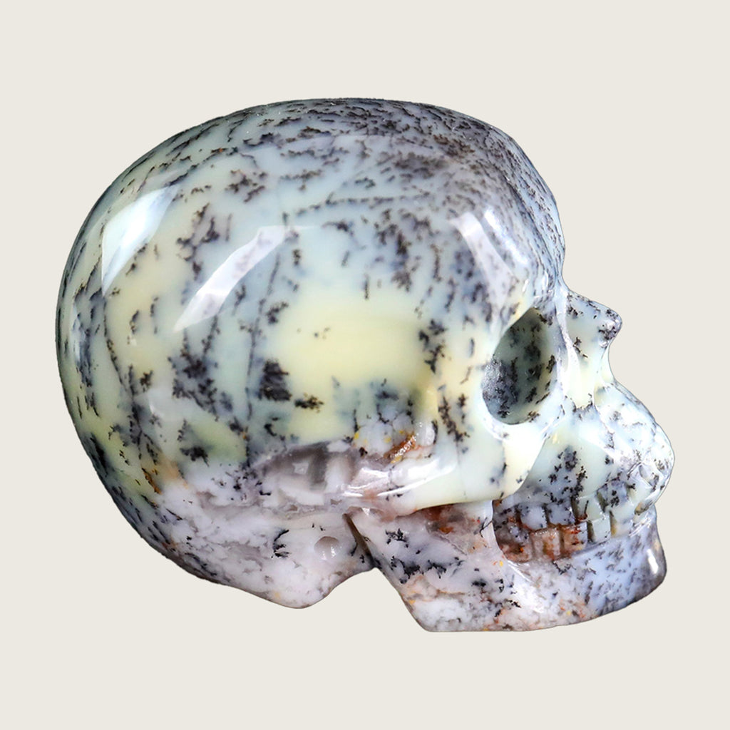 2.2" White Opal Human Skull Carving  #SKH22008