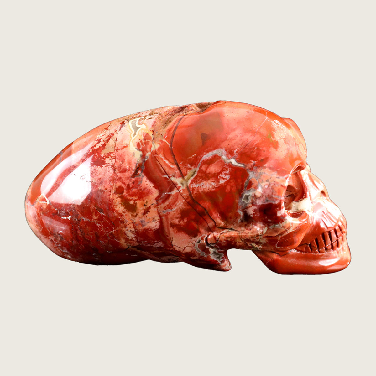 3.9" Red Jasper Maya Alien Skull Carving  #CSC0017