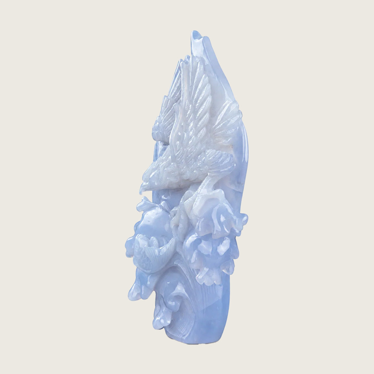7.7" Blue Chalcedony Crystal Eagle Carving  #CTC0070