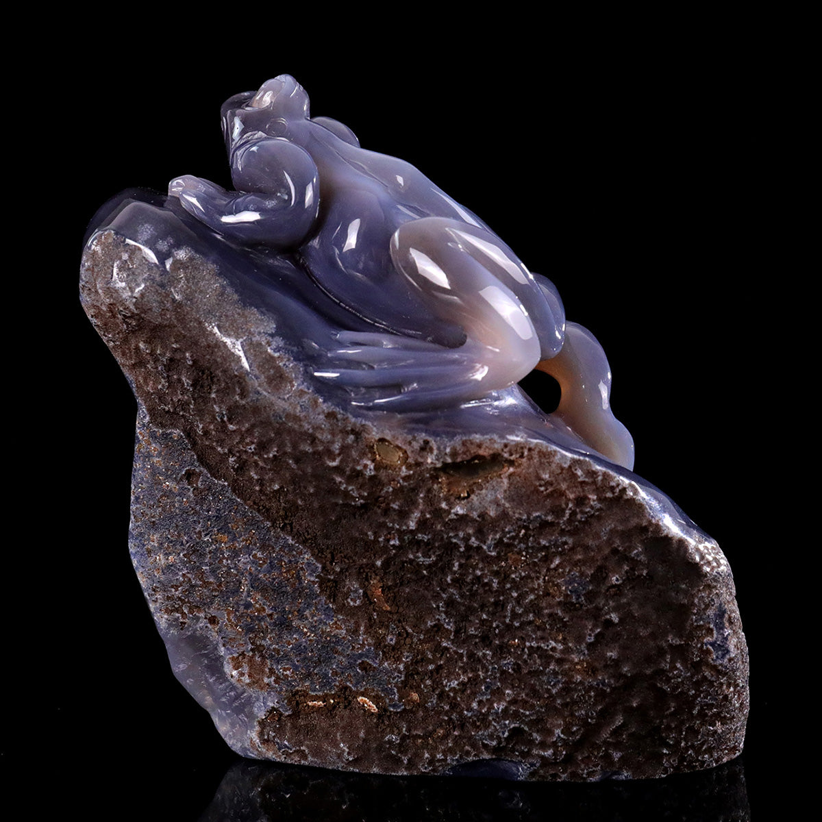 4.2"Quartz Cluster Agate Frog Carving  #GDC0023