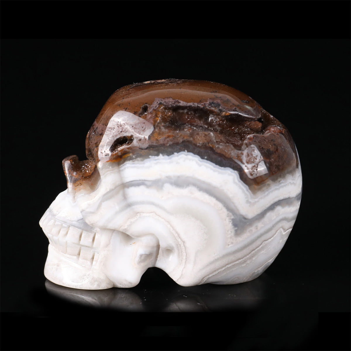 2.2" Red Lace Agate Crystal Skull Carving  #SKH22075