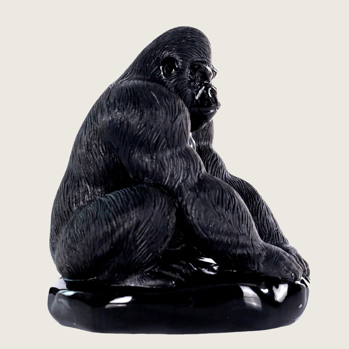 4.0" Silver Obsidian Gorilla Carving  #CTC0012