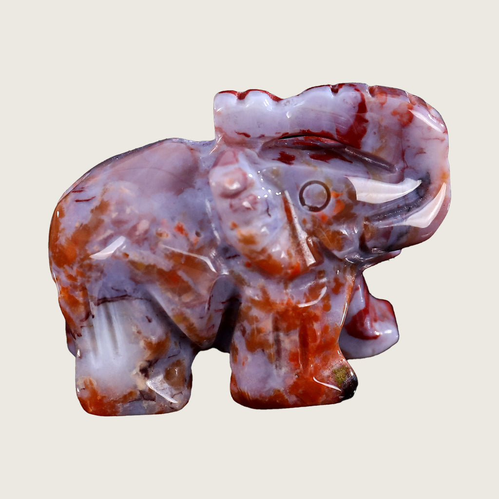 2.0" Red Agate Elephant Carving  #CHA0007