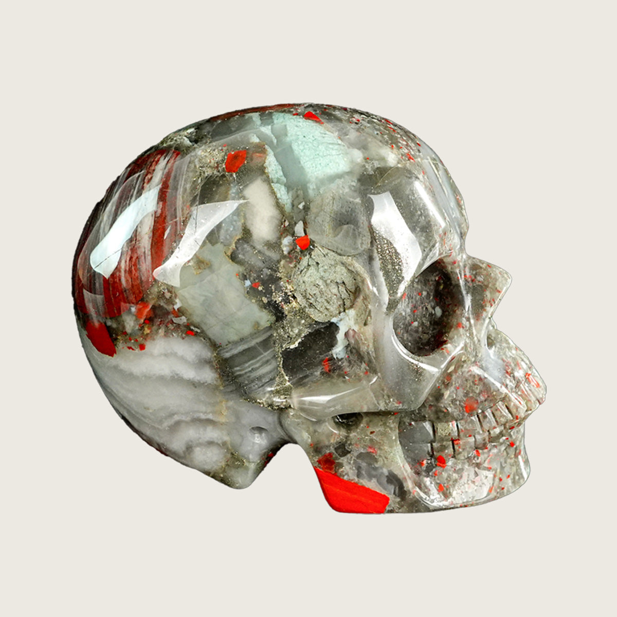 4.5" African Bloodstone Crystal Skull Carving  #SKH45022