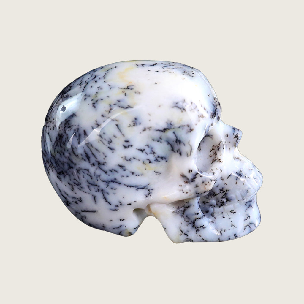 2.2" White Opal Crystal Skull Carving  #SKH22044