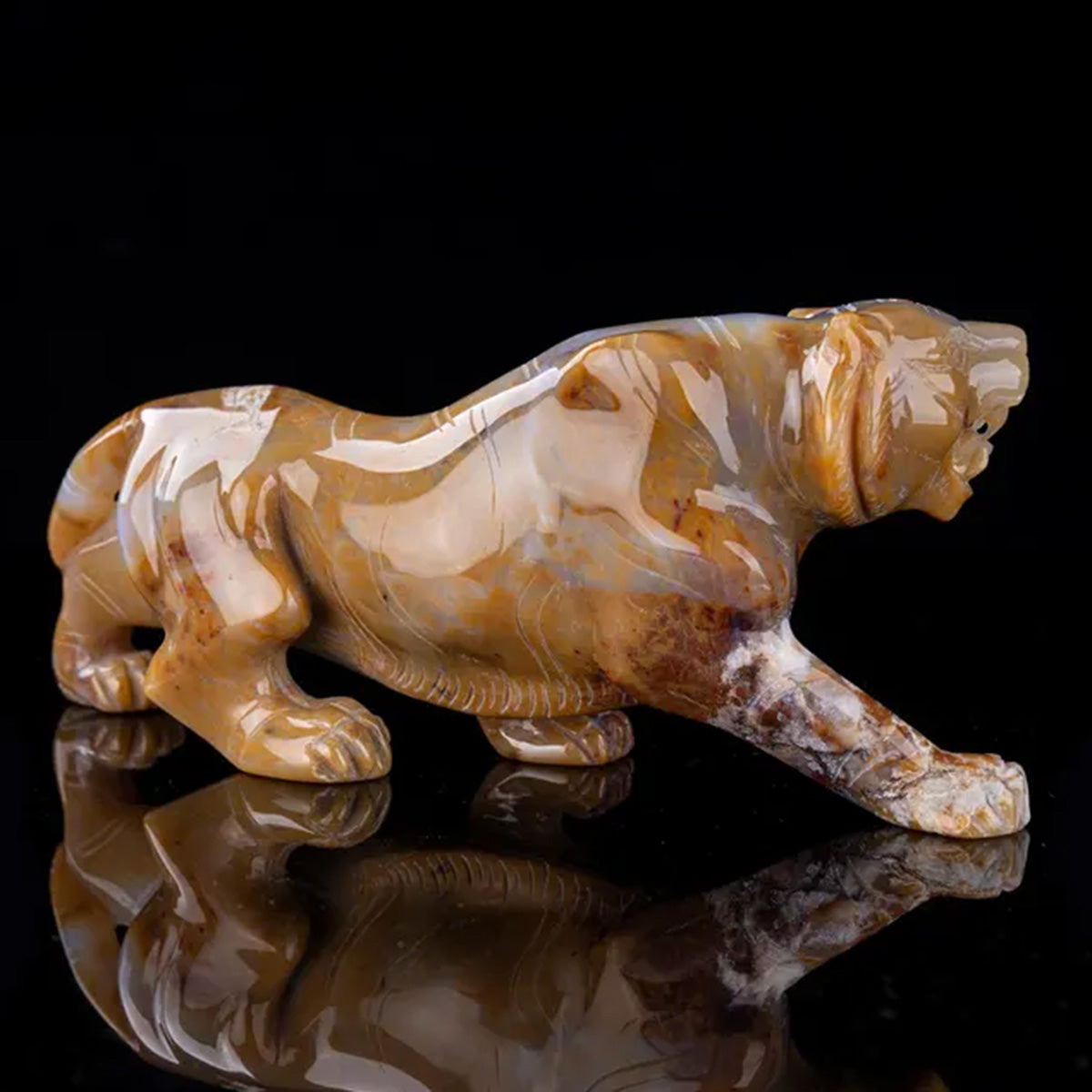 8.3" Yellow Chalcedony Roaring Tiger  #CTC0086