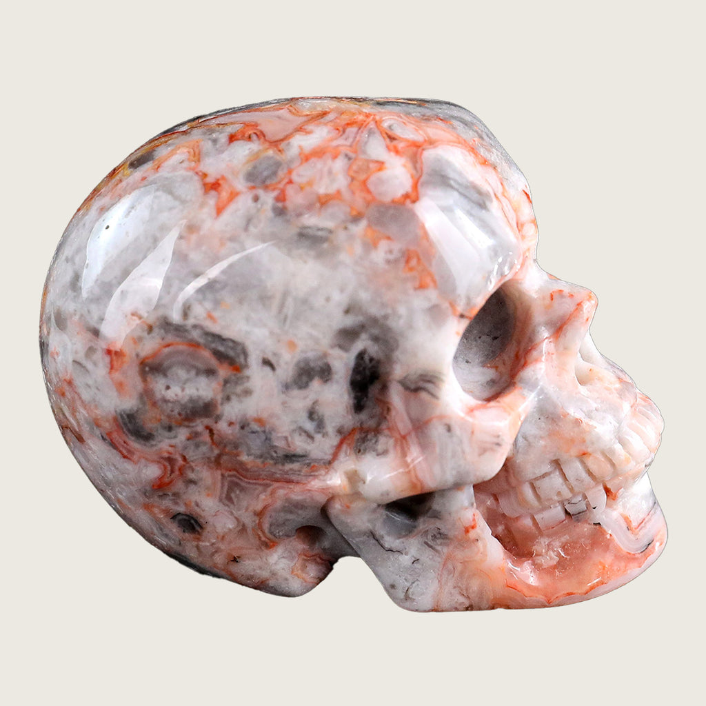 2.2" Crazy Agate Crystal Skull Carving  #SKHCA2201