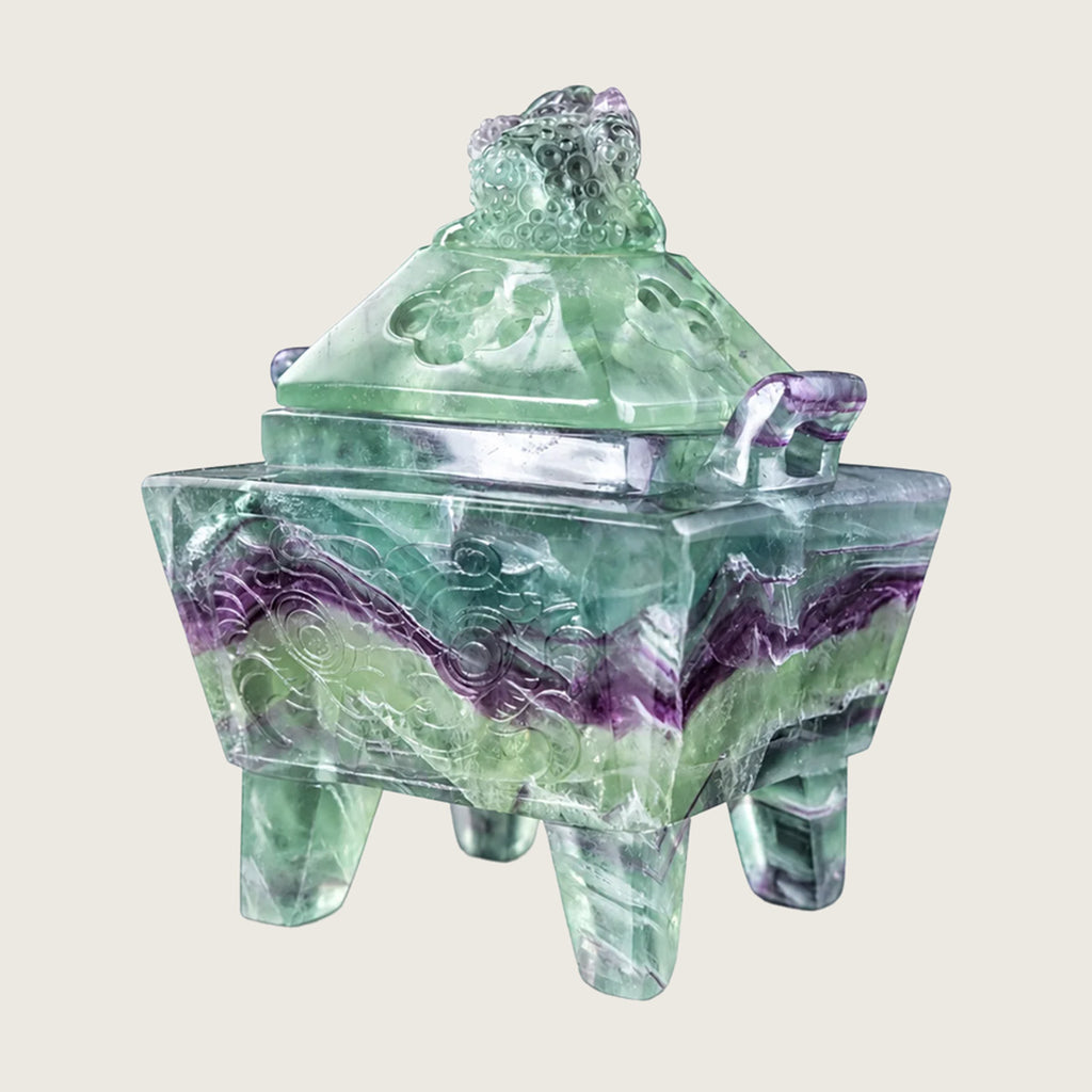 4.3" Fluorite Crystal Censer Carving  #CTC0046