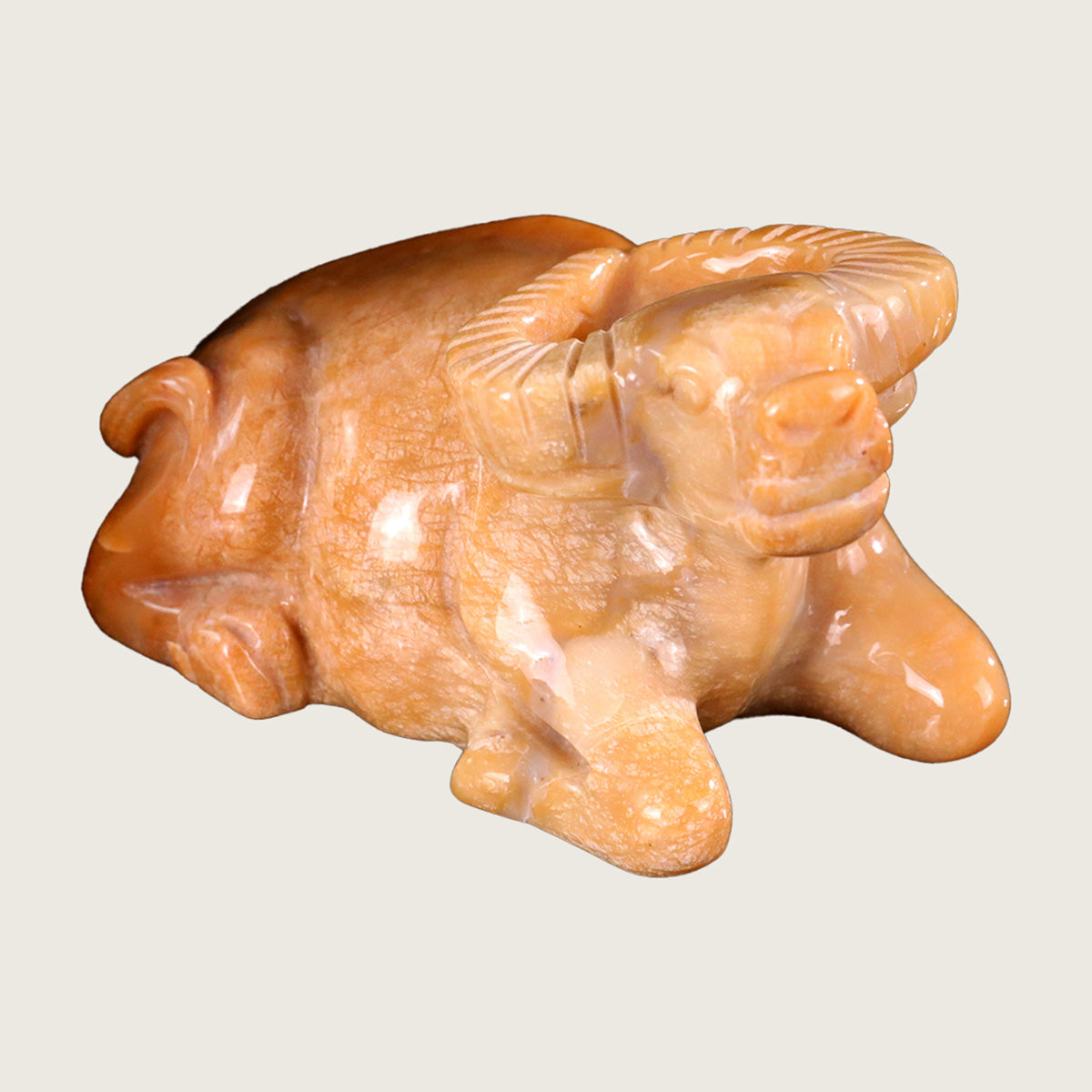 4.3" Chalcedony Jasper Water Buffalo Carving  #CTC0060