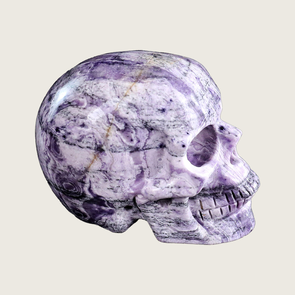3.0" Purple Malachite Crystal Skull Carving  #SKH30030
