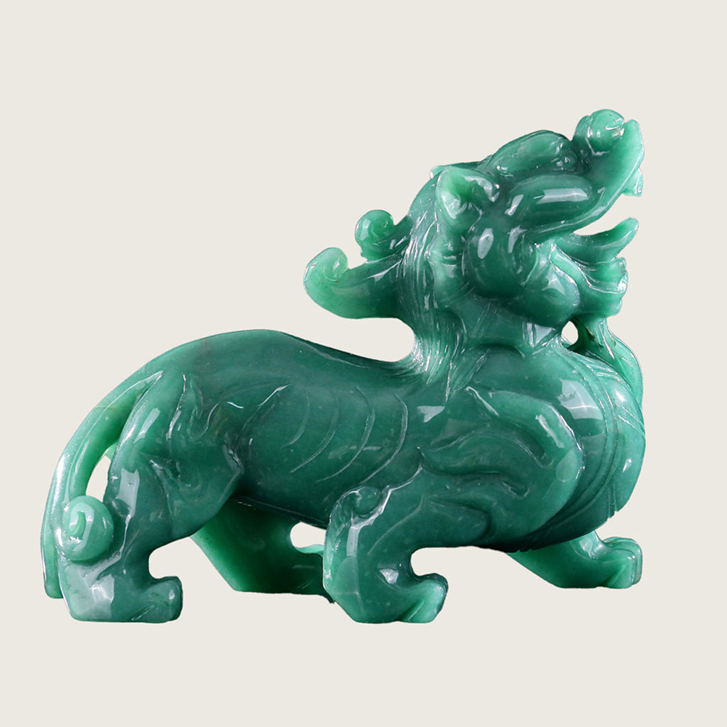 6.4" Green Aventurine Kylin Carving  #CTC0020