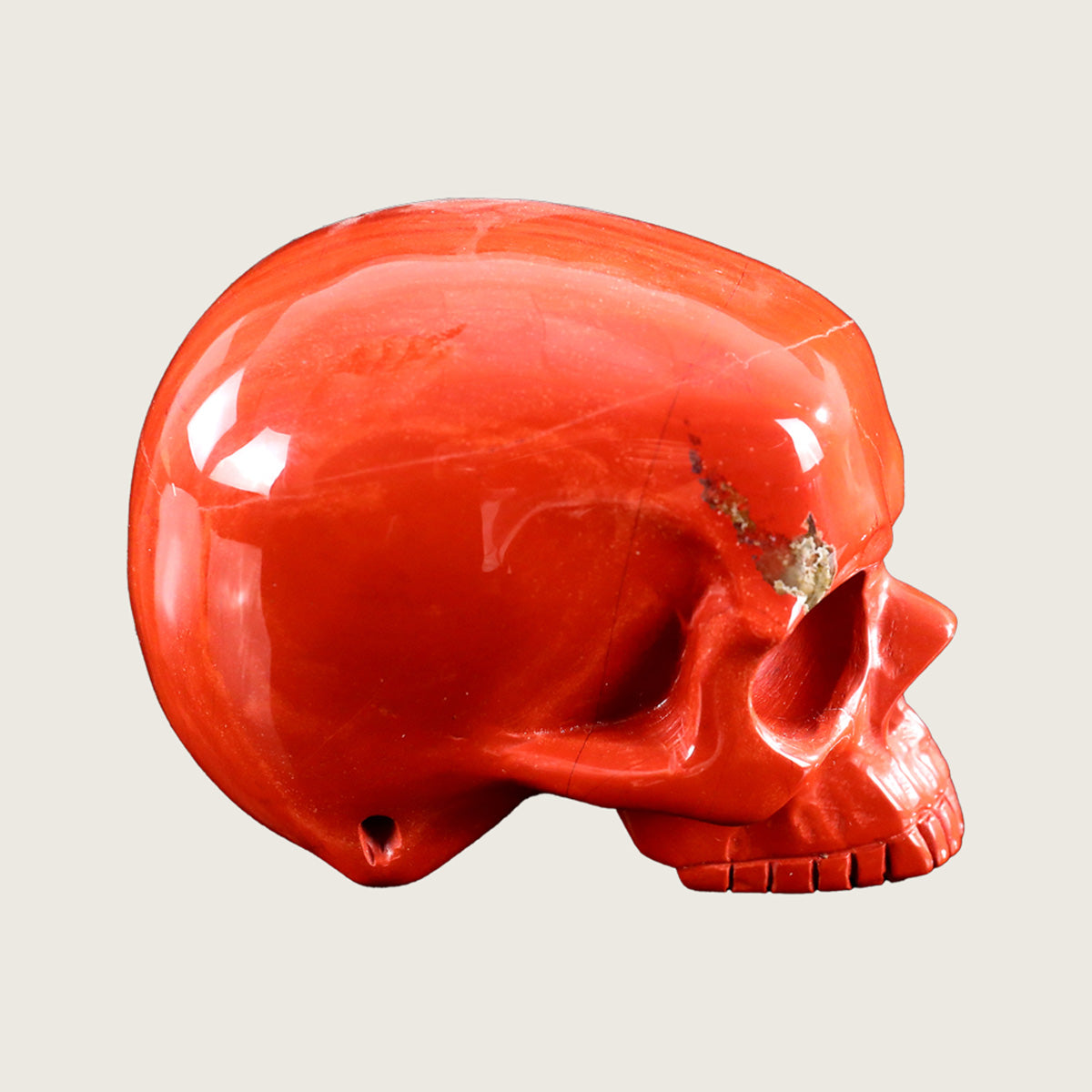 4.1" Red Jasper Jawless skull Carving  #CSC0016