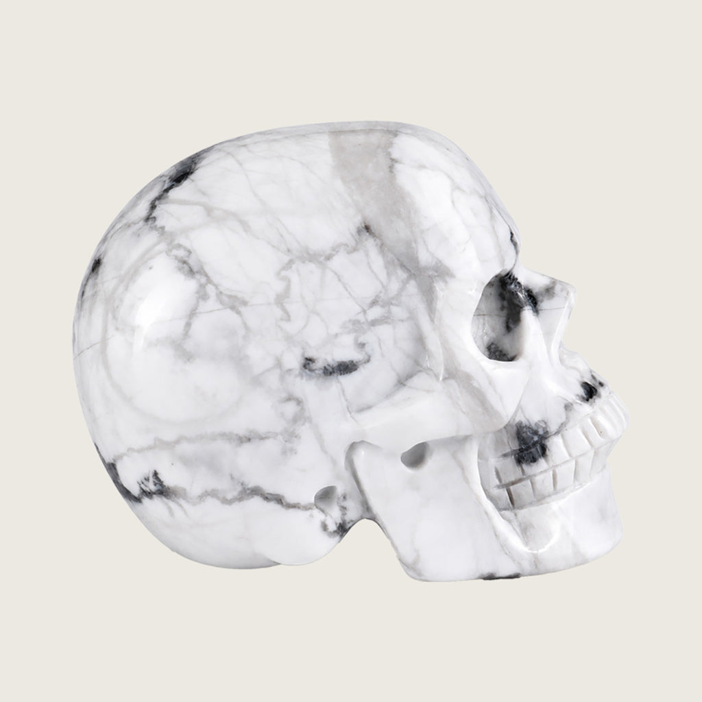 3.0" Howlite Crystal Skull Carving  #SKH30050
