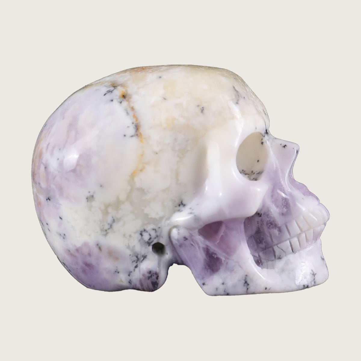 2.2" White Opal Human Skull Carving  #SKH22015