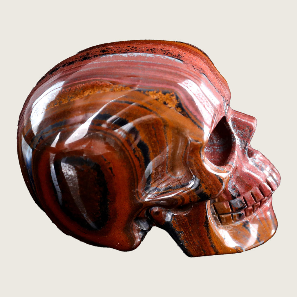 3.0" Tiger Iron Crystal Skull Carving  #SKHTI3001