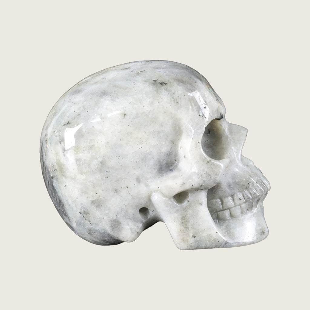 4.5" White Labradorite Crystal Skull Carving  #SKH45010