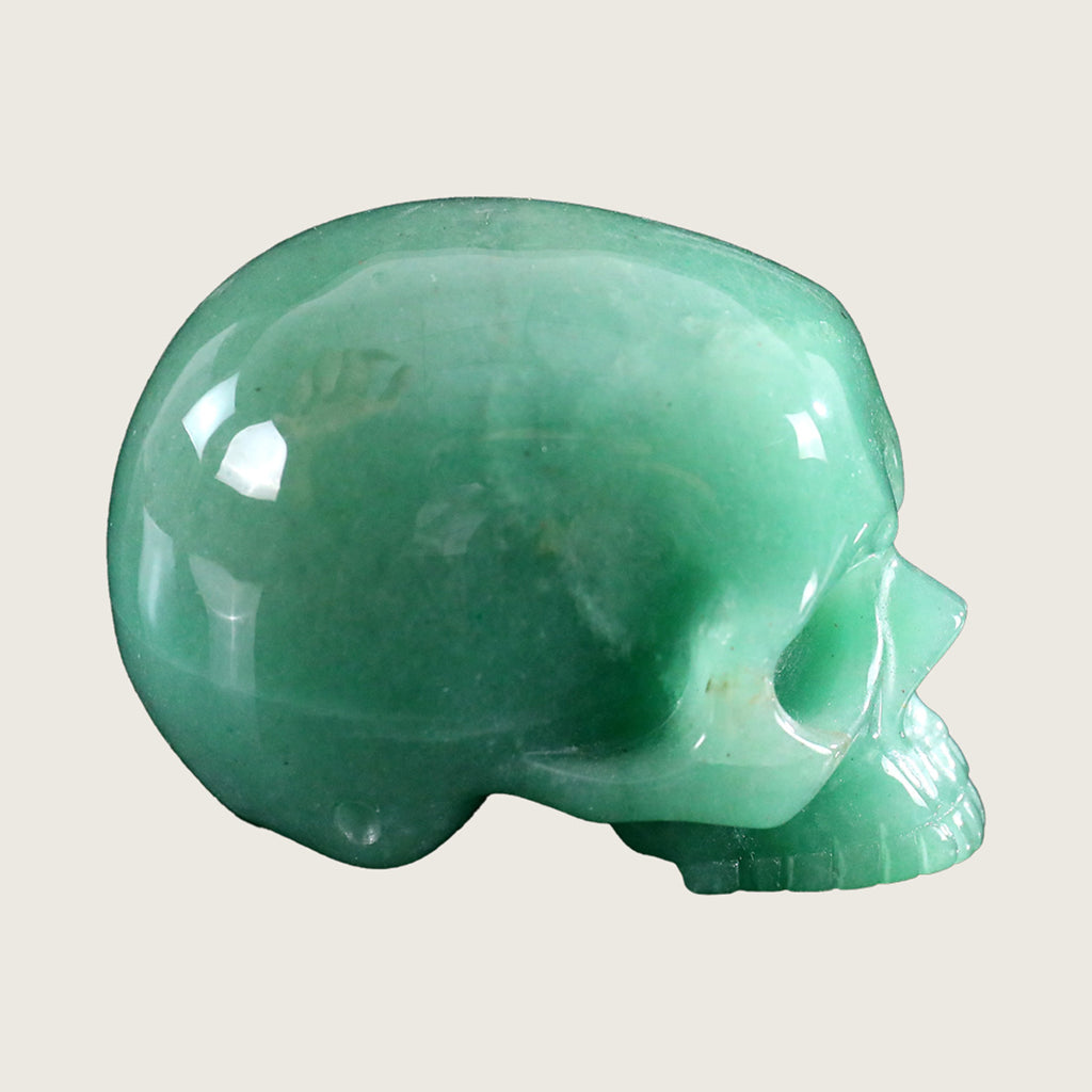 3.0" Green Aventurine Jawless skull Carving  #CSC0014