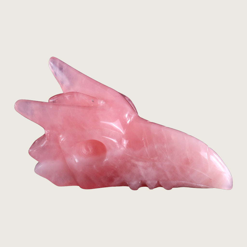 3.7" Rose Quartz Phoenix Skull Carving  #CSC0008