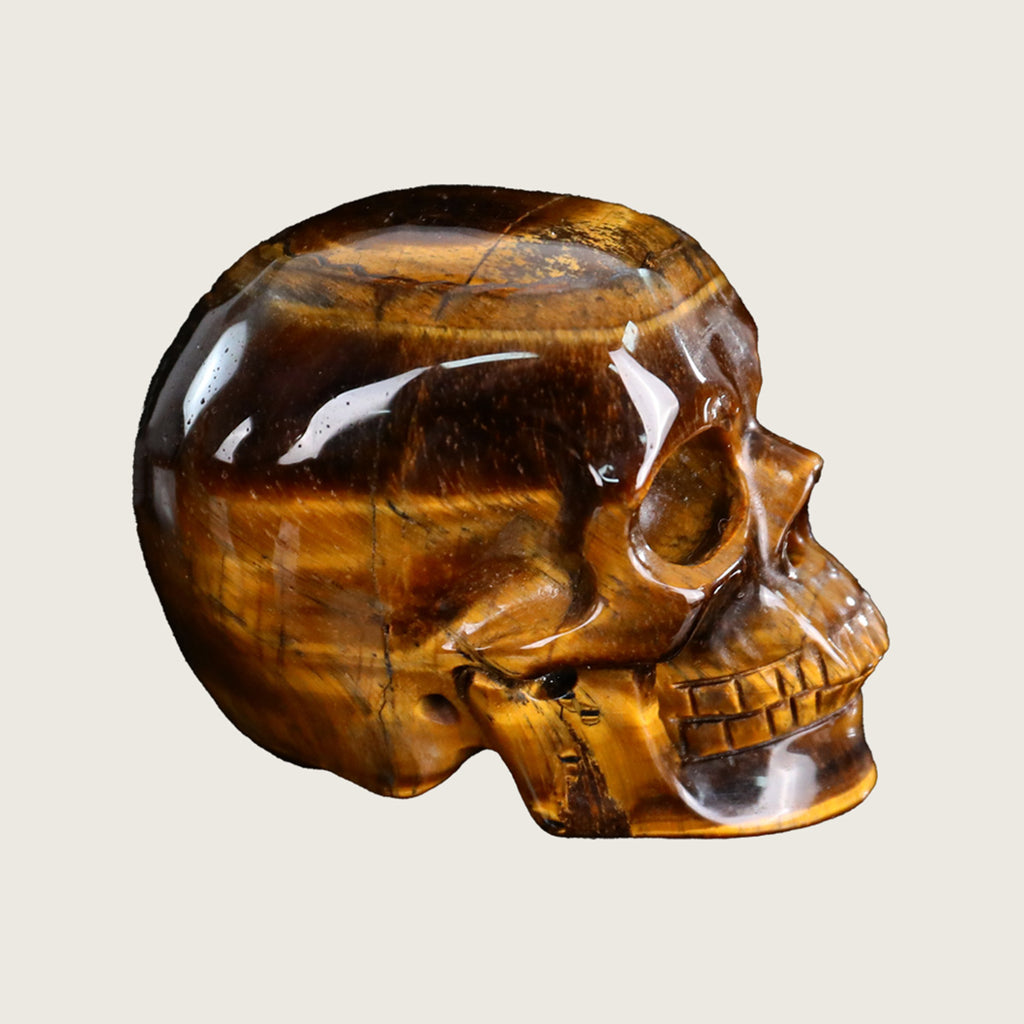 2.2" Tiger Eye Crystal Skull Carving  #SKH22040