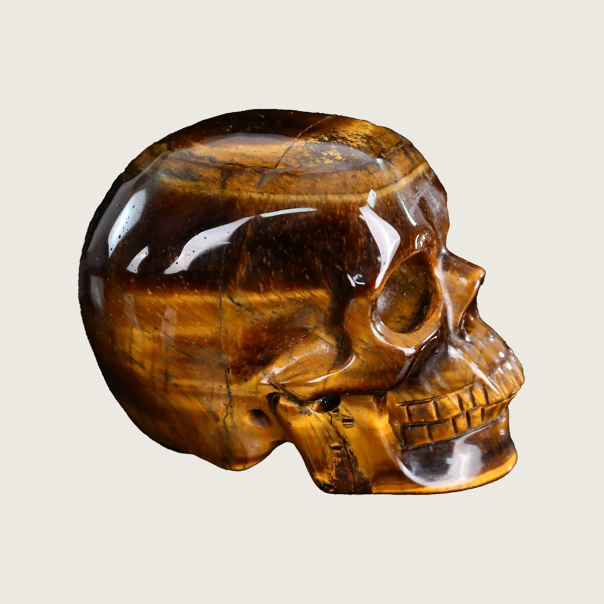2.2" Tiger Eye Crystal Skull Carving  #SKH22040