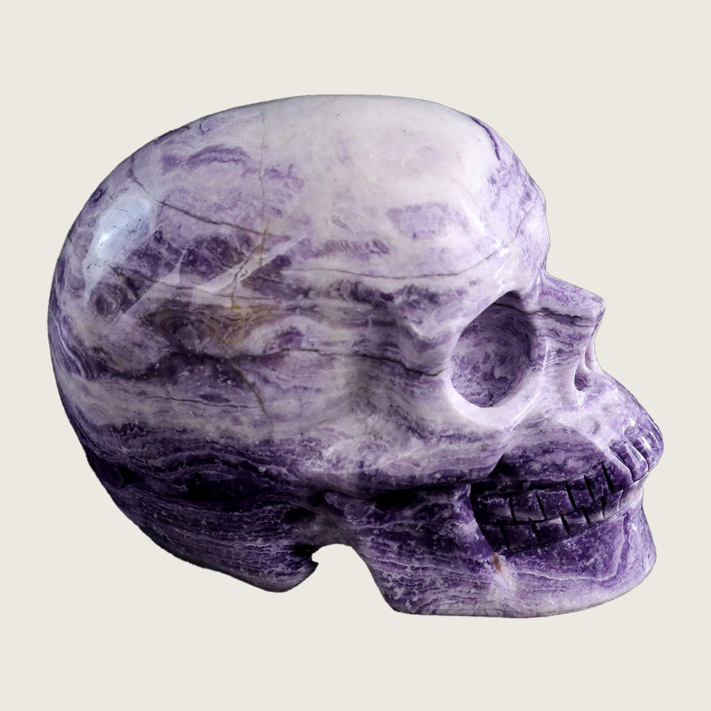 3.0" Purple Malachite Human Skull Carving  #SKH30008