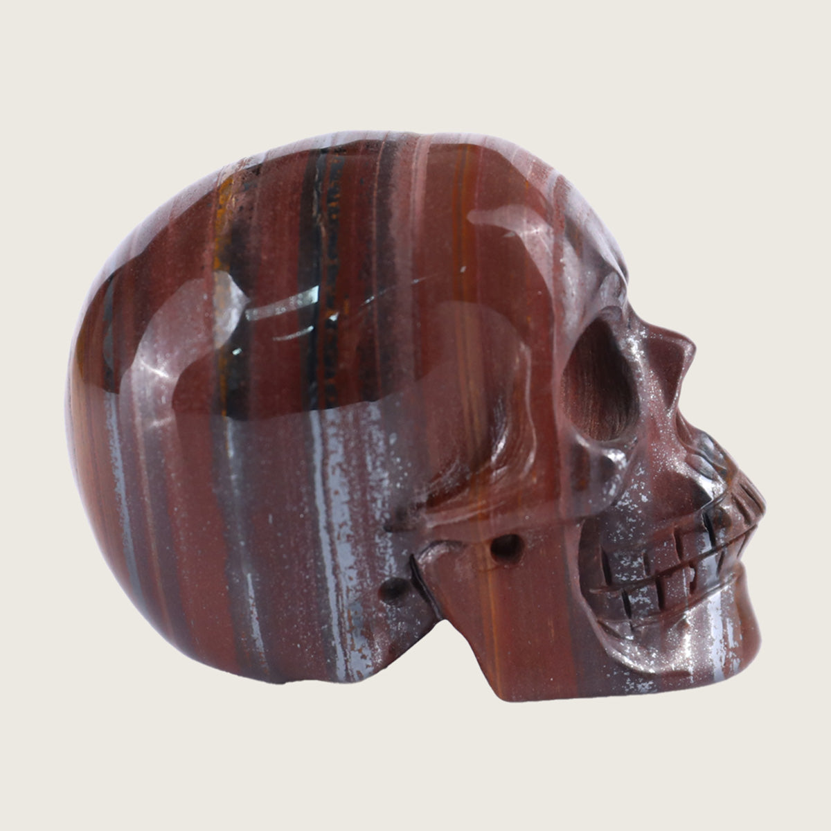 2.2" Tiger Iron Human Skull Carving  #SKH22013