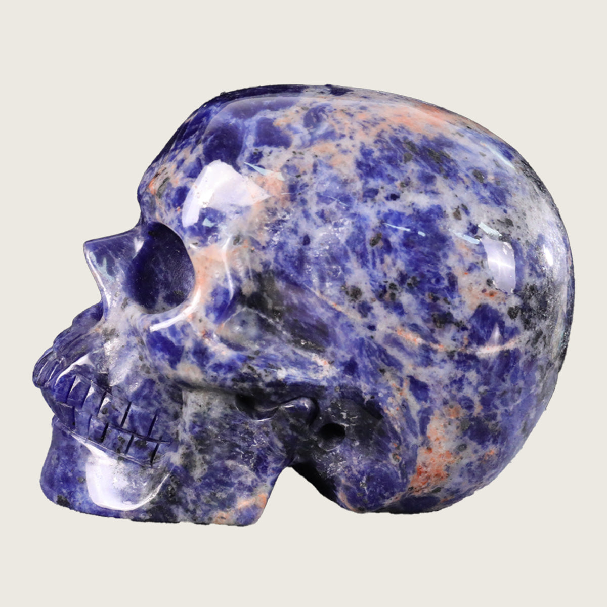 4.5" Sodalite Human Skull Carving  #SKH45006
