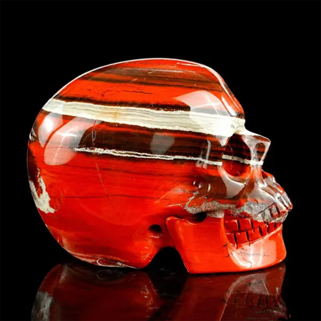 3.0" Red Jasper Crystal Skull Carving  #SKH30120