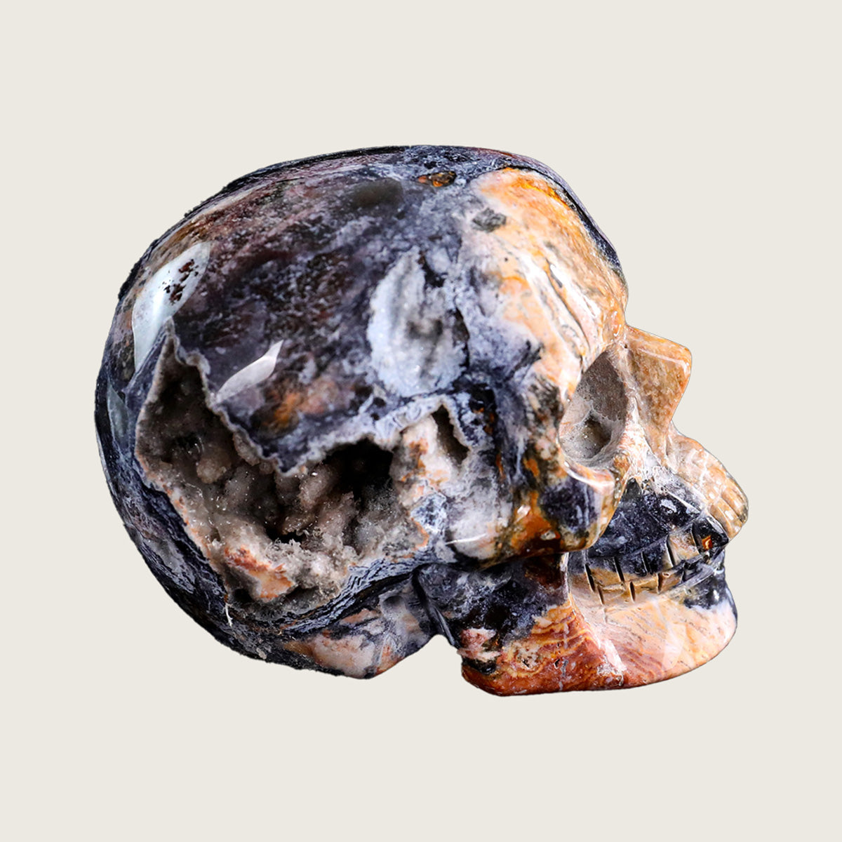 3.0" Crazy Agate Crystal Skull Carving  #SKH30027